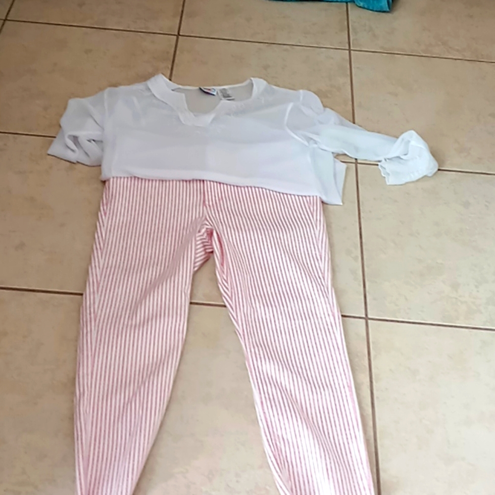 Stripped pants & Sheer top